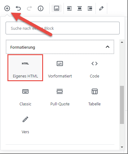 HTML Block einfügen