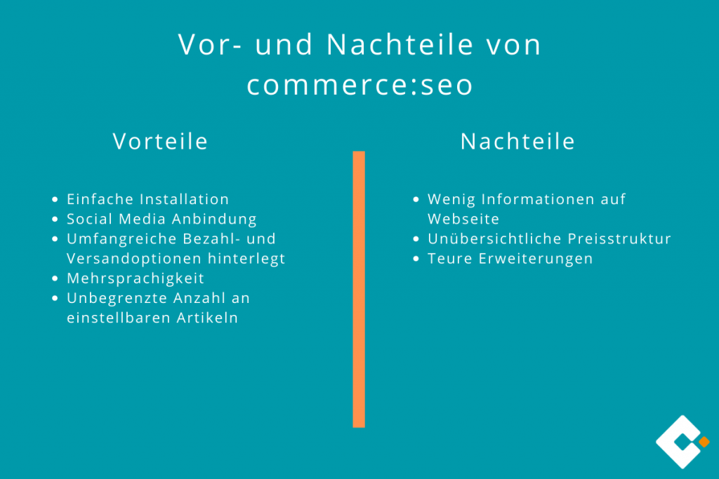 commerce:seo - Vor- und Nachteile