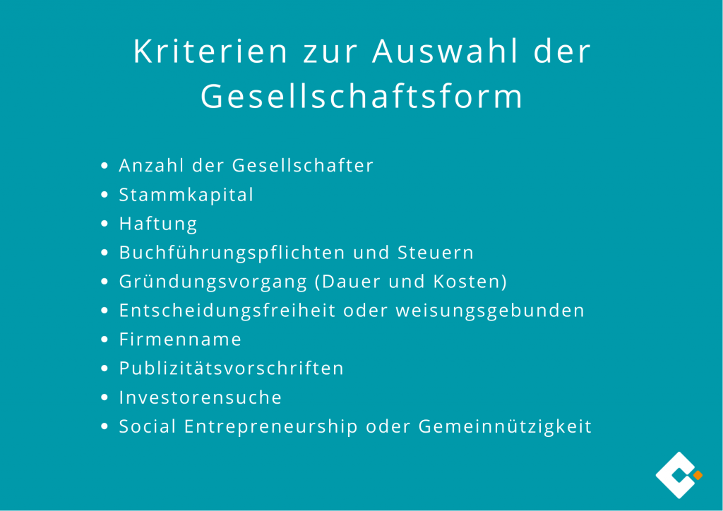 Auswahl der Gesellschaftsformen