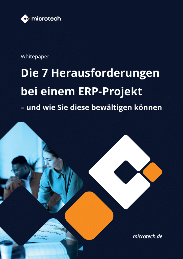 Whitepaper Cover | Die 7 Herausforderungen bei einem ERP-Projekt